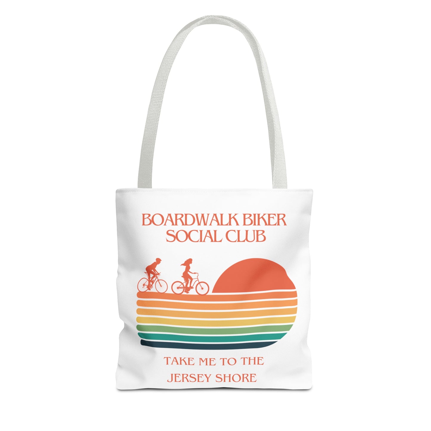"Boardwalk Biker Social Club - Take Me to the Jersey Shore" - Tote Bag (AOP)