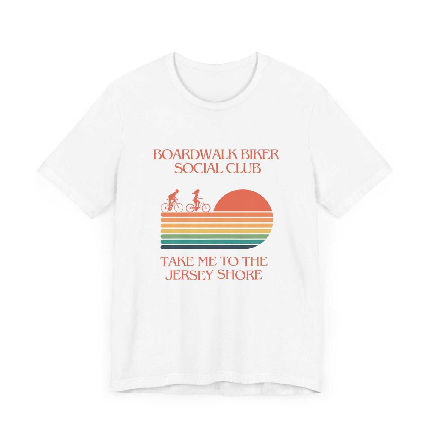"Boardwalk Biker Social Club -- Unisex Jersey Short Sleeve Tee